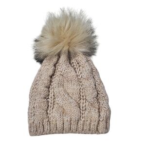 Stil Estro Cozy Knit Beanie with Faux Fur Pom